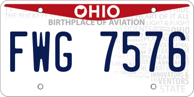 OH license plate FWG7576