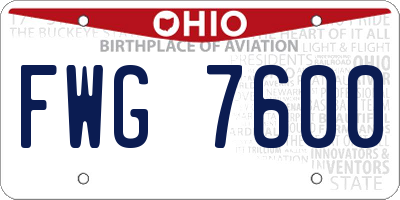 OH license plate FWG7600