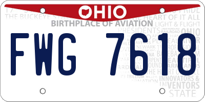 OH license plate FWG7618