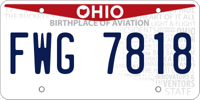 OH license plate FWG7818
