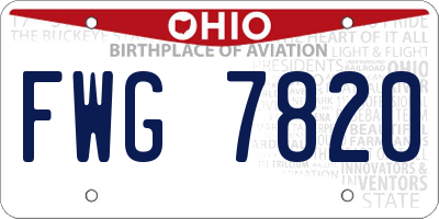 OH license plate FWG7820