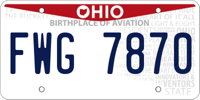 OH license plate FWG7870