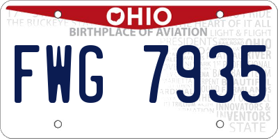 OH license plate FWG7935