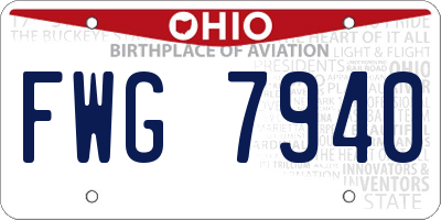 OH license plate FWG7940