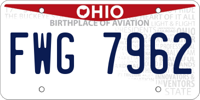 OH license plate FWG7962