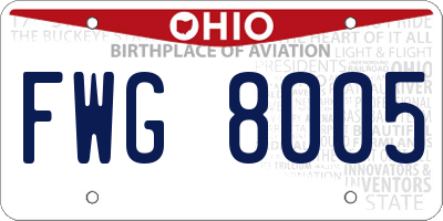 OH license plate FWG8005