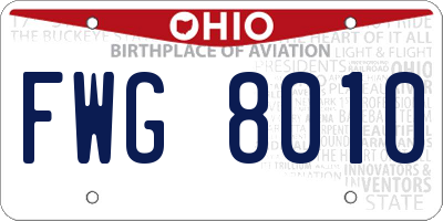 OH license plate FWG8010