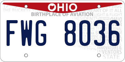 OH license plate FWG8036