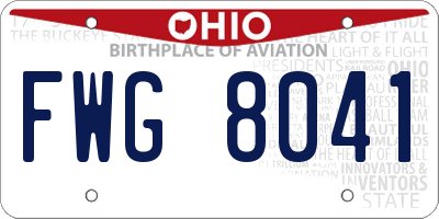 OH license plate FWG8041