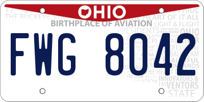 OH license plate FWG8042