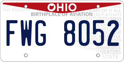 OH license plate FWG8052