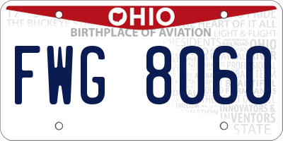 OH license plate FWG8060