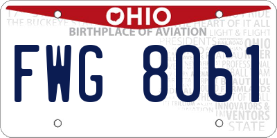 OH license plate FWG8061