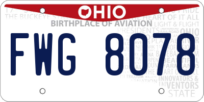 OH license plate FWG8078