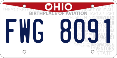 OH license plate FWG8091