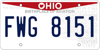 OH license plate FWG8151