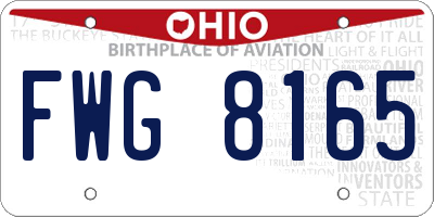 OH license plate FWG8165