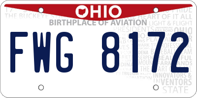 OH license plate FWG8172