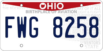 OH license plate FWG8258