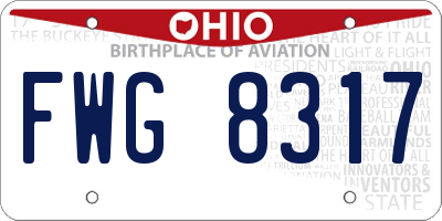 OH license plate FWG8317