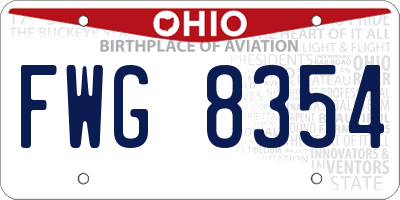 OH license plate FWG8354