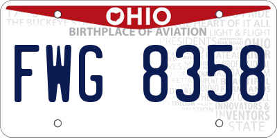 OH license plate FWG8358