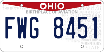 OH license plate FWG8451