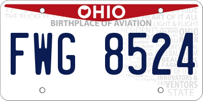 OH license plate FWG8524