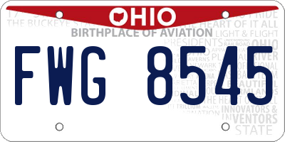 OH license plate FWG8545