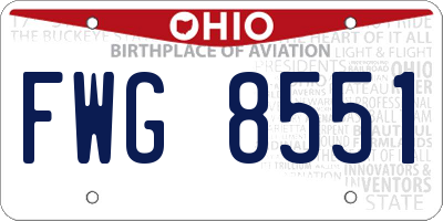 OH license plate FWG8551