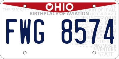 OH license plate FWG8574