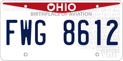 OH license plate FWG8612