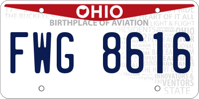 OH license plate FWG8616