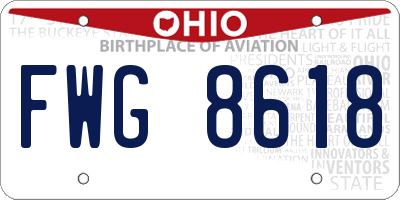 OH license plate FWG8618