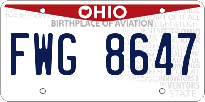 OH license plate FWG8647