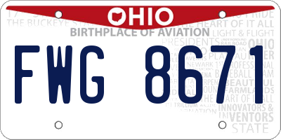 OH license plate FWG8671