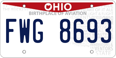 OH license plate FWG8693