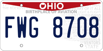 OH license plate FWG8708
