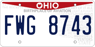OH license plate FWG8743
