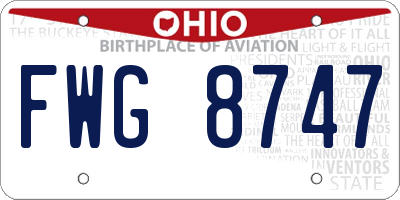 OH license plate FWG8747