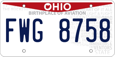 OH license plate FWG8758