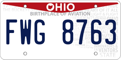 OH license plate FWG8763