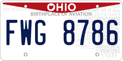 OH license plate FWG8786