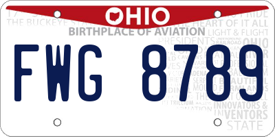OH license plate FWG8789