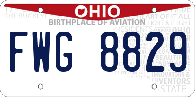 OH license plate FWG8829