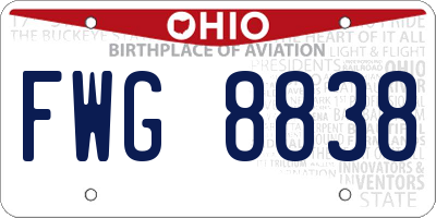OH license plate FWG8838
