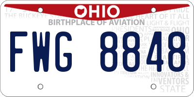 OH license plate FWG8848