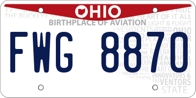OH license plate FWG8870