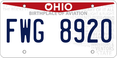 OH license plate FWG8920