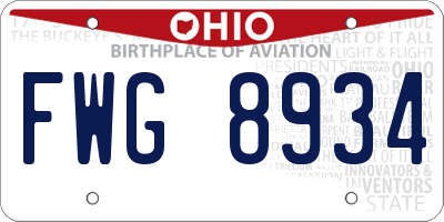 OH license plate FWG8934